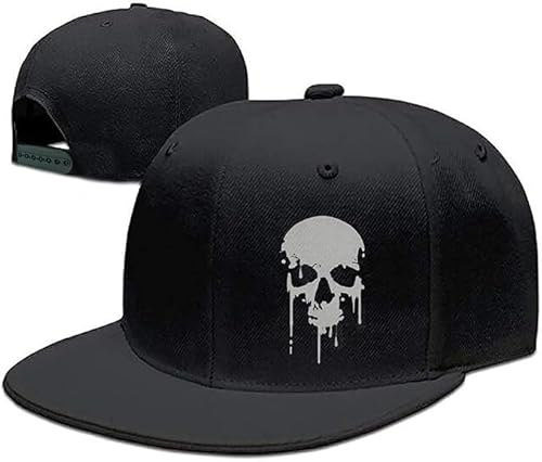 Skull Hat Snapback Hats for Men Flat Bill Hats for Mens Black Skull Baseball Cap Adjustable Flat Brim Horror Grim Reaper Hat Trucker Dad Skateboard Snap Backpack