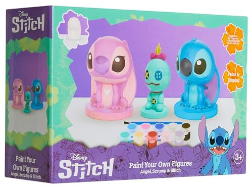 Disney Stitch Paint Your Own Plaster Figures Set for Kids Teenagers DIY Crafts Art Set Activity - Stitch Gifts (Multi Stitch - 3 Pack)