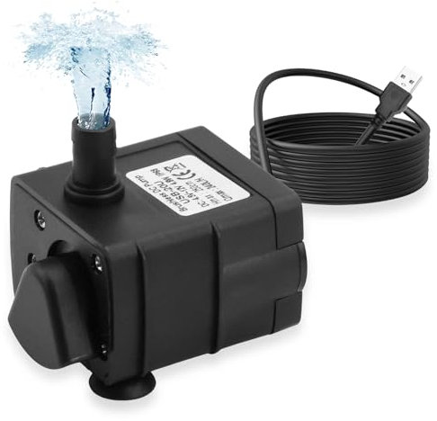 Aideepen USB Mini Wasserpumpe, DC 12V 4.8W Aquarium Pumpe Klein, 240L/H Solarenergie Ultra Leise Mini Tauchwasserpumpe für Haustierbrunnen, Aquarium, Garten, Hydroponik