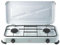 Avilia Cuisinière à gaz GPL en acier avec 2 feux et couvercle anti-poussière portable - Idéal pour cuisiner différents plats dans des espaces petits ou en plein air - Pieds antidérapants et flammes