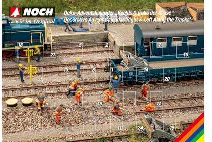 NOCH Decorative Advent Calendar Right & Left of the Tracks for Model Train, Ideal for Gauge H0, Creative Christmas Crafts