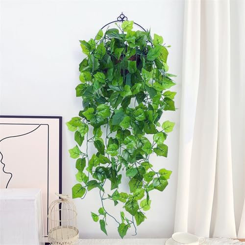 KASESSS Plante Artificielle Tombante, Vertes Fleurs Artificielles Plante, 110 cm Fausse Plante Verte, Fausse Plante Exterieur, Lierre Artificiel pour Tombante Extérieure Intérieure Décoration Murale
