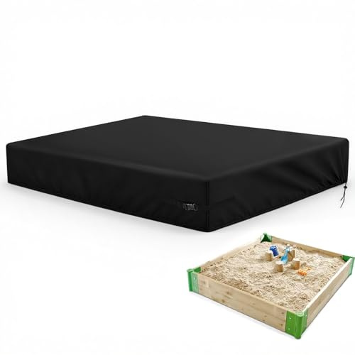 Hohong Sandpit Covers Waterproof 188x188x20cm, 500D Heavy Duty Sand Pit Cover Square Garden Sand Box Cover, Sandbox Covers with Drawstring and Buckles-Black