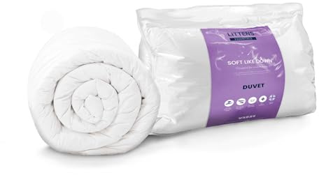 Littens Essentials 2.5 Tog King Bed Soft Like Down Duvet Quilt, Hypo-Allergy Hollowfibre Lightweight Summer (225cm x 220cm)