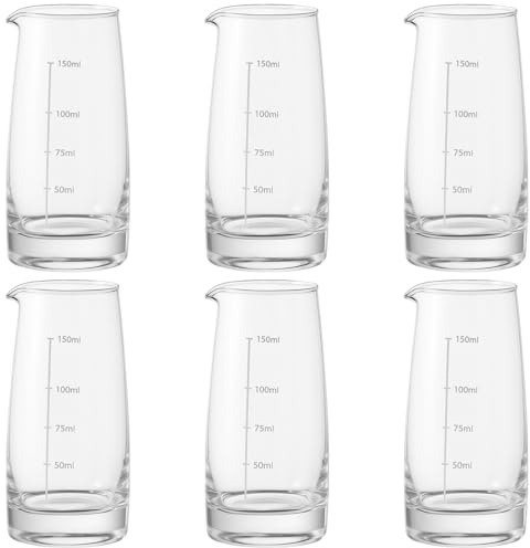Generic 5.1 Fl Oz / 150 Ml Clear Wine Carafe 6 Pcs, Graduated Whiskey And Wine Dispenser No Handle, For Home Parties And Tastings, Glass Liquor Pourer With White Markings
