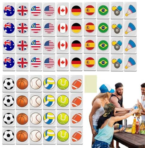Genérico Mahjong spel med nationell flagga: Kakelblock Spel Vid havet, Familjebordsstrategi Aktivitetssats, Underhållningsenhet A med Klassiska Mönster,