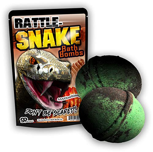 XL Rattlesnake Bath Bombs - Murky Green and Black Snake Inspired Bath Bomb Set - Novelty Bath Fizzers, 5 oz Each, Set of 2