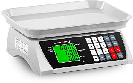 Steinberg Systems Kontrollwaage Digitalwaage Digitale Tischwaage (30 kg / 1 g, LCD-Display, 6 Funktionen, 28,8 x 21,8 cm)