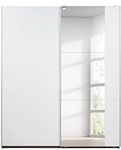 Rauch Möbel Santiago Schrank Schwebetürenschrank mit Spiegel, Alpinweiß, 2-türig, inkl. Zubehörpaket Basic, 2 Einlegeböden, 2 Kleiderstangen, BxHxT 175x210x59 cm
