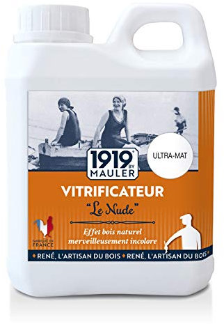 1919 BY MAULER - Vitrificateur Parquet & escalier haute résistance - Le Nude - Ultra Mat invisible - 1L - protection taches, rayures, usure longue durée
