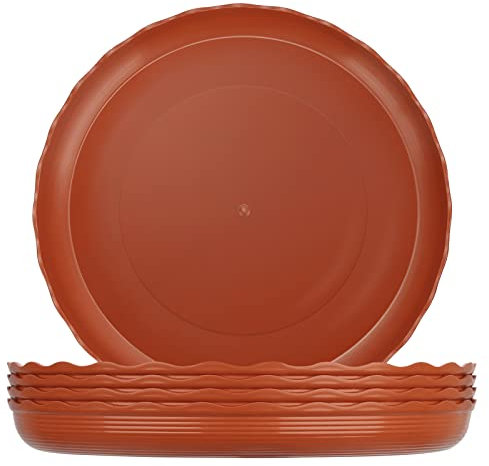 Chuboir 5 Pack Plant Pot Saucers 30cm, Durable Thicker Plastic Plant Saucer, Round Flower Plant Pot Drip Trays for Indoor Outdoor Garden (30cm / 11.8 inch, Brick Red)