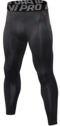 LNJLVI Leggings a Compressione da Uomo Calzamaglie Sportive Pantaloni Base Layer Tights for Gym Jogging Running(Negro-A,XL)