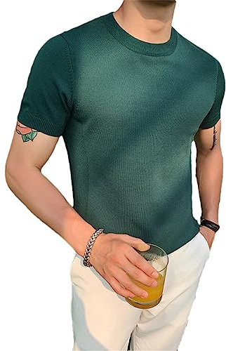 FULBHPRINT Camicia da Uomo Estiva a Maniche Corte in Maglia Girocollo t-Shirt Pullover Giovanile Coppia Casual Maglione da Esterno Urbano
