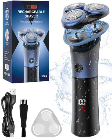 Rantizon Electric Razor for Men, Valentine Gift, Upgraded Magnetic Shaver Wet and Dry Waterproof Rechargeable With LED Display, Travel Lock, Cordless