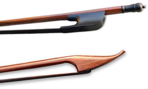 WUQIMUSC Brasilwood Violinbogen 4/4 Barock Stil Bogen mit Ebenholz Frosch Naturschwarz Pferdehaar glatt (schwarzes Haar)