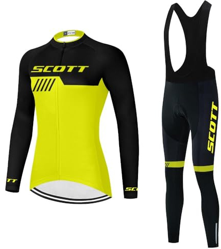 Women's Cycling Jersey Set Long Sleeve Bike Shirts Bicycle Clothing Cycling Bib Pants with Gel Padded