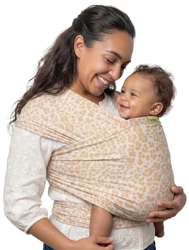 Boba Marsupio per neonati e bambini, fascia elastica per bebè, fascia per bebè, a mani libere, marsupio per neonati e bambini da 3,2 a 15,9 kg (sabbia leopardata)