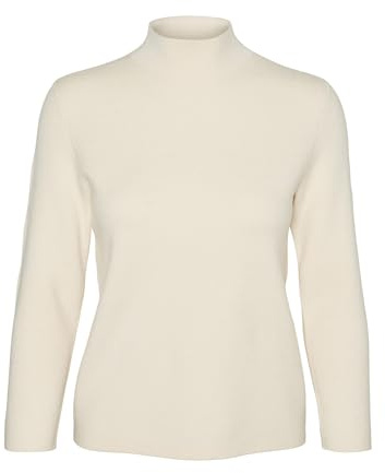 VERO MODA Vmgold Needle 3/4 Funnelneck Pull.ga Rep Maglione Lavorato a Maglia, Betulla, M Donna