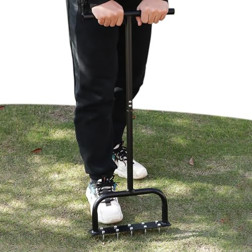 Hollow Tine Lawn Aerator, Garden Lawn Soil Turning Tool, Vertical Soil Aeration Ventilation Tool, Practical Ground Loosening Agricultural Tool for Most Grass and Soil - with 10 4.5cm Iron Nails