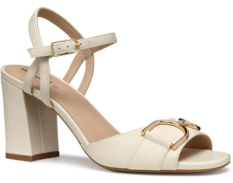 Geox Femme D New ERAKLIA 80 A Sandale à Talons, Papyrus, 39 EU