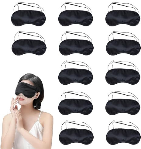 12 Stück Schlafmaske Herren, Schlafmasken, Augenmaske, Augenbinde Schlafen, Lichtblockierende Augenbinde Zum Schlafen Mit Verstellbarem Riemen, Für Herren, Frauen, Kinder