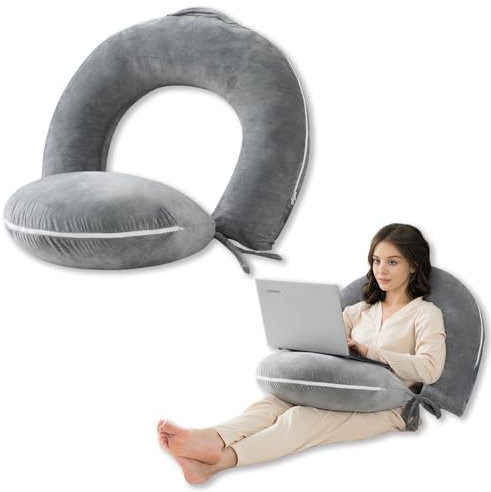 INSEN Reading Pillow, Back Pillow for Sitting in Bed for Reading, Nurse & Relax, Reading Pillow for Adults, Moms & Kids, Sit Up Pillow for Bed, Grey
