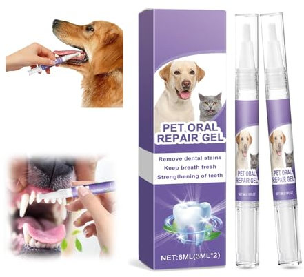 Lot de 2 gels de soins buccaux pour animaux de compagnie, blanchiment des dents et nettoyage des dents sans brosses, pour chiens et chats