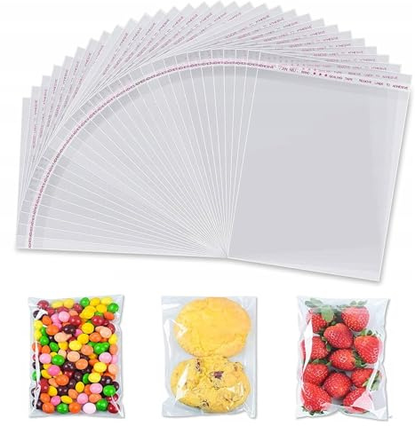 Henyall 300PCS Clear Cellophane Bags (3.5x5.9 Inch) - Self-Adhesive Sealable Plastic Bags,Small Cellophane Bags for Cookies, Candies, Jewelry, Soap, Chocolates & Gift Cards