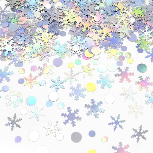 700 PCS Silver Snowflake Confetti – Mixed Glitter Snowflakes Table Scatter – Ideal Christmas Table Decorations, Frozen Party Decor & Fake Snow for Winter Wonderland Events
