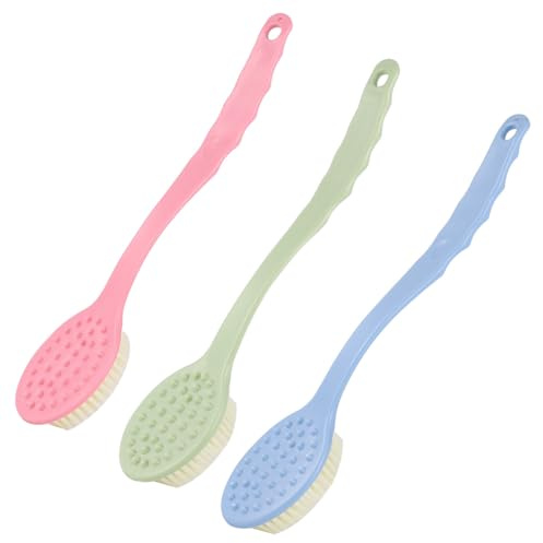 SOIMISS 3 pièces Brosse de Bain à Manche Long pour Dos Brosse Douce Exfoliante et Massante Accessoire pour Nettoyage Corporel Facile et Relaxant Couleur Aléatoire Couleur Aléatoire