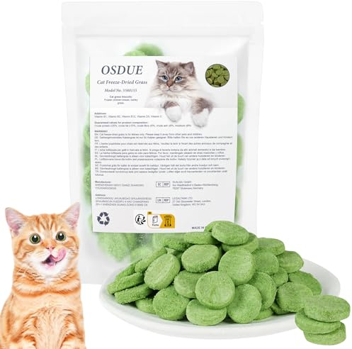 OSDUE Frystorkade snacks för katter, 100 g kattsnacks, kattgräs mellanmål, kattgodis utan spannmål, utan socker, kattmellanmål utan konstgjorda tillsatser (kex)