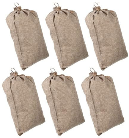 PACKOVE Sacchetti in Juta Beige Coulisse Riutilizzabili per Conservazione Alimentare e Piante, 6 Pezzi 20x30 Cm Sacchi Traspiranti per Verdure e Patate