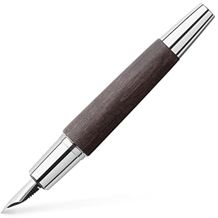 Faber-Castell 148220 - Füllfederhalter e-motion Holz/Chrom, Feder: M, inklusive Geschenkverpackung, Schaftfarbe: schwarz/silber