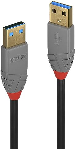 Lindy 0.5m USB 3.2 Type A to A Cable, 5Gbps, Anthra Line, High Speed Data Transfer. Compatible with External Hard Drives, Cameras, Docking Stations, Switch, Hub, Printer, TV, Web Cam, DVD & Blu-Ray