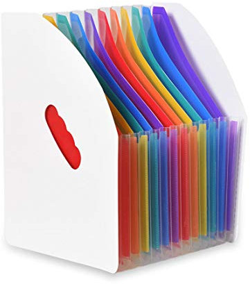 KXF Fächermappe, 13 Taschen, Kunststoff, A4, Ziehharmonika, erweiterbarer Aktenordner, Schreibtisch-Aufbewahrungsbox, selbststehend, tragbar, Akkordeon-Aktenhalter, Heimbüro, Dokumente,