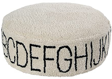 Lorena Canals Pouf Lavable ABC Naturel, Noir -Couvrir: 97% Coton 3% Autres Fibres Remplissage 100% Boules de polystyrène- 70x70 cm