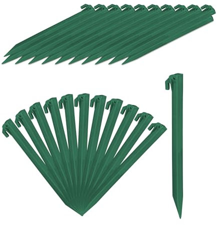 Relaxdays Heringe, 32er Set, leichte Zeltheringe, weiche & sandige Böden, 31 cm lang, Kunststoff, Bodenanker, grün