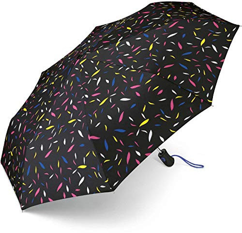 Esprit Taschenschirm Easymatic Light Little Leaves - schwarz