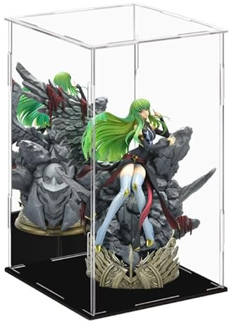 Dezzer Acrylic Display Case Box with Black Base, Assemble Countertop Clear Acrylic Dustproof Protection Showcase for Action Figures Toys, Collectibles, Home Storage (15x15x25 cm)