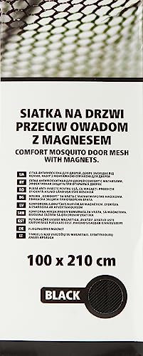 SCLEY Tür-Moskitonetz Insektenschutznetz Einfache Montage für 16 Magnetclips Wetterfest 100cm x 220cm Schwarz Polyester 1 Stück