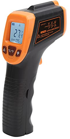Infrarot-Thermometer, -50 ℃ Bis 600 ℃ Berührungslose Digitale Temperaturpistole mit LCD-Display und Speicherfunktion, IR-Thermometerpistole Zum Kochen, Grillen, Pizzaofen (Orange)