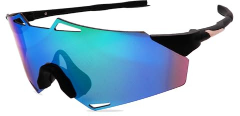 Sonnenbrille für Herren und Damen, schnelle Fahrradbrille mit verspiegelten Gläsern für Sport und Raves