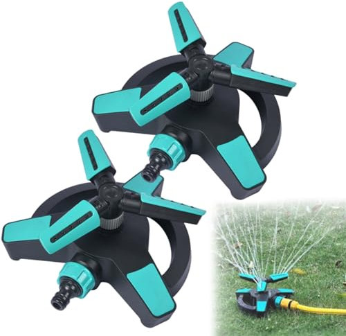 Pneterg Arroseur de Jardin, 360°Rotating Système d'arrosage Automatique à 3 Bras, Rotatifs Réglables Arroseur Pelouse pour Pelouse Jardin Plantes Fleurs et Légumes Jeux d'enfants (2 Pack)