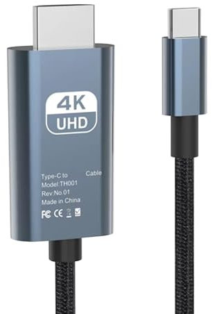 Generisch Câble de type C HDTV, adaptateur USB C HDTV 4 K 60 Hz, câble de convertisseur de téléphone portable, accessoires informatiques et ordinateur portable, fournitures pour moniteur TV