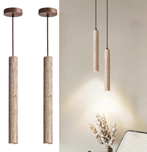 MyLjp Retro Stil Pendelleuchten Gelbe Stein Pendelleuchten Kronleuchter Im Stil Wabi Sabi Dekorative Beleuchtung Pendellampe Verstellbare Pendelleuchte Für Schlafzimmer Flur Bar(2 Pack)