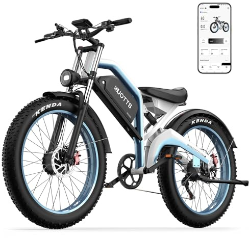 DUOTTS N26 Bicicleta Eléctrica de Montaña Doble Motor 250W, 26x4.0 Fat Ebike con Batería Extraíble 48V 20Ah, Autonomía 120km, Bici Electrica con 7 Velocidades & App Bluetooth Ideal para Todo Terreno