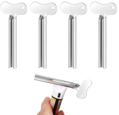 4 Presse-Tubes En Acier Inoxydable, Pour Dentifrice, Colorant Capillaire Et Peinture, Idéal Pour Cuisine, Salle De Bain Et Atelier (Argent).
