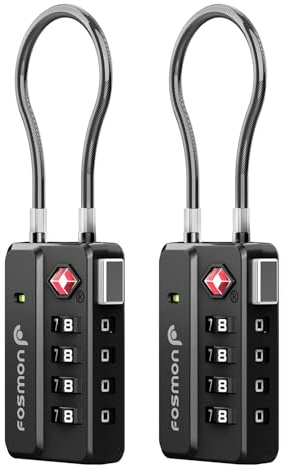 Fosmon TSA Approved Luggage Locks, 4 Digit Combination, 2 Pack Black