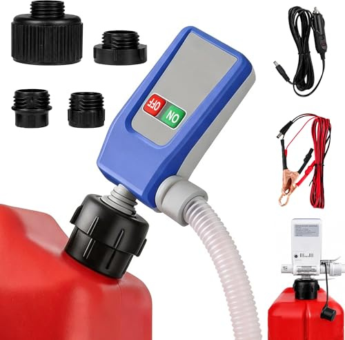 CIOXSOIO Pompa Travaso Gasolio con Sensore di Arresto Automatico, 2.8GPM Batteria e Ricaricabile Pompa Benzina, Portatili Pompa Carburante Elettrica, Pompa Aspira Benzina con Adattatore di 4 Dimensio