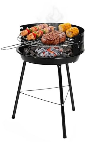 Amig - Barbecue a carbone - 33 x 35 x 56 cm - Nero - Realizzata in Acciaio - Giardino e patio - per terrazza e balcone con dimensioni adatte a spazi piccoli, uso pratico. Mod. AZKAR